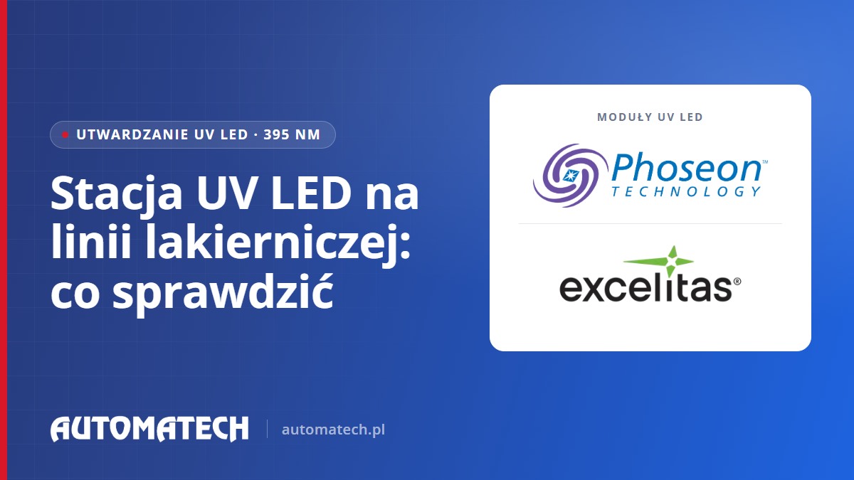 Okładka wpisu o utwardzaniu lakieru UV LED: co sprawdzić przed zamówieniem stacji na linii lakierniczej, moduły Phoseon i Excelitas